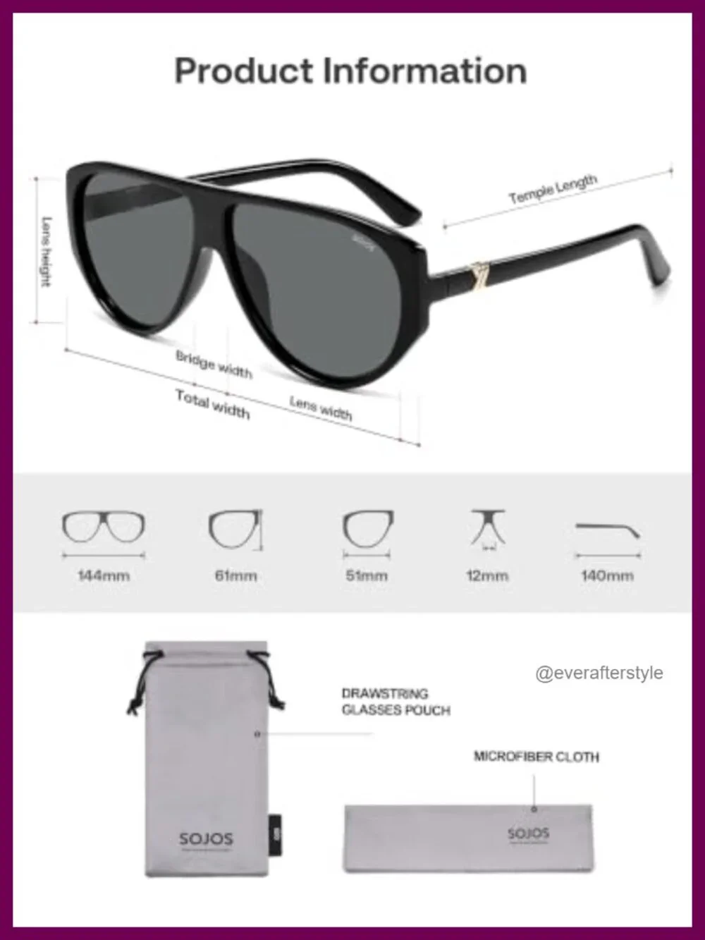 Oversized Square Aviator Polarized Sunglasses UV400 Protection Women Men